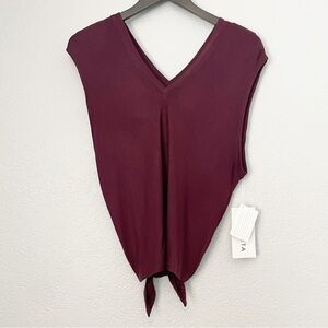 NWT ATHLETA Nayarit Tee Tie Back Deep Burgundy